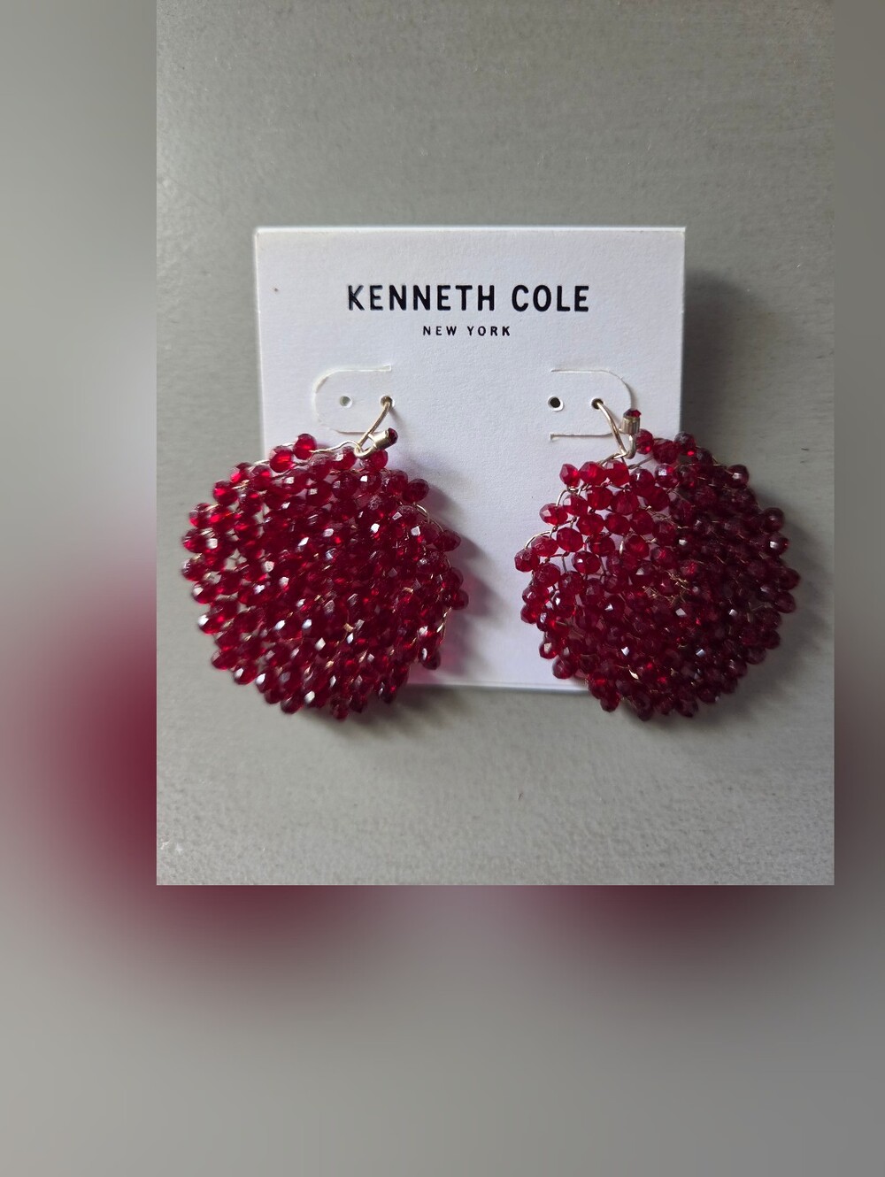 Kenneth Cole Dark Red Beaded Drop Earrings NWT